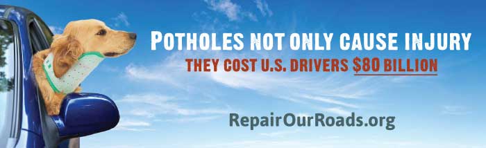 Potholes not only cause injury, they cause U.S. drivers $80 billion banner